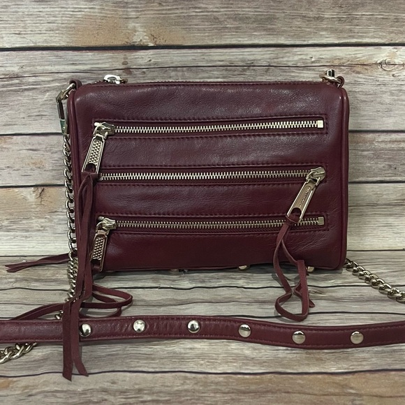 Rebecca Minkoff Mini 5 Zip Port Wine Burgundy Maroon Convertible Shoulder Bag - Picture 2 of 7